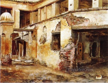 モロッコの中庭 アラビアン エドウィン・ロード・ウィーク Oil Paintings
